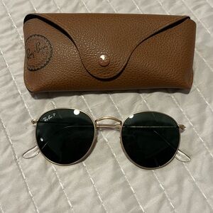 Ray-Ban Gold Frame Sunglasses with Brown Case
